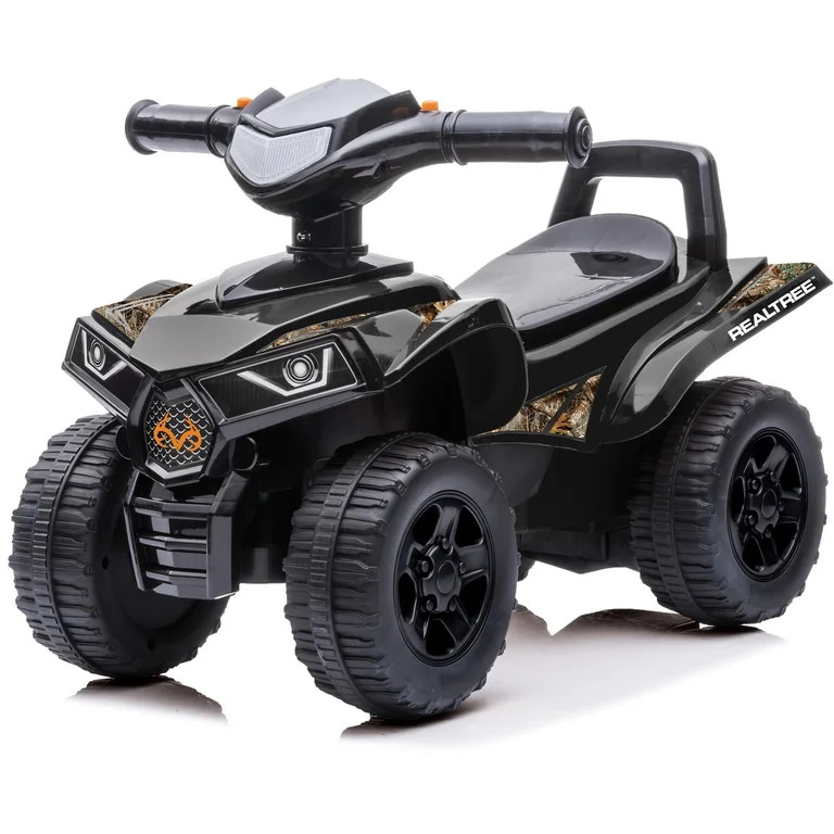 RealTree: Quad Push Car - Black - Foot-To-Floor Ride-On Toy, 4 Wheeled ATV Vehicle, Reastic Engin... | Walmart (US)