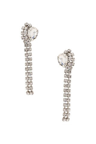 Alessandra Rich Crystal Earrings With Fringes in Metallic Silver | FWRD 