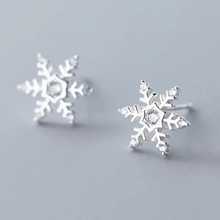 925 Sterling Silver Snowflake Earring 1 Pair - S925 Silver - One Size | YesStyle Global