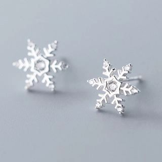 925 Sterling Silver Snowflake Earring 1 Pair - S925 Silver - One Size | YesStyle Global