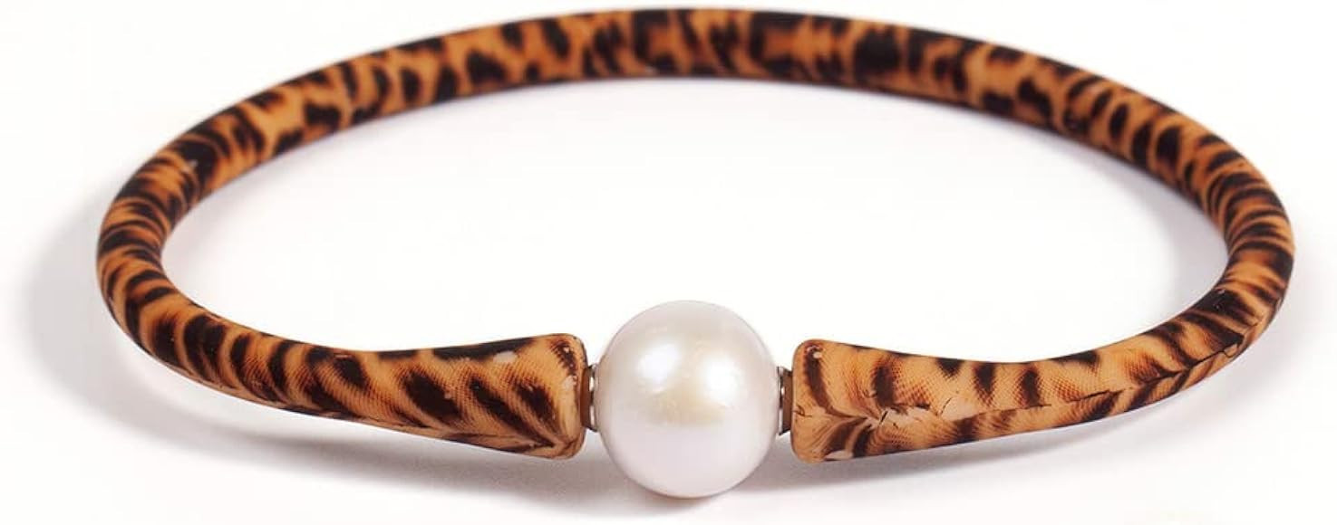 MINGHANG 9-11mm Silicone Edison Freshwater Pearl Bracelets,Womens Charm Bangle Jewelry,Colored Da... | Amazon (US)