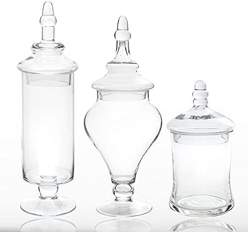 Simply Elegant Set of 3 Clear Glass Apothecary Jars with Lids | Storage Set, Wedding Decorative C... | Amazon (US)