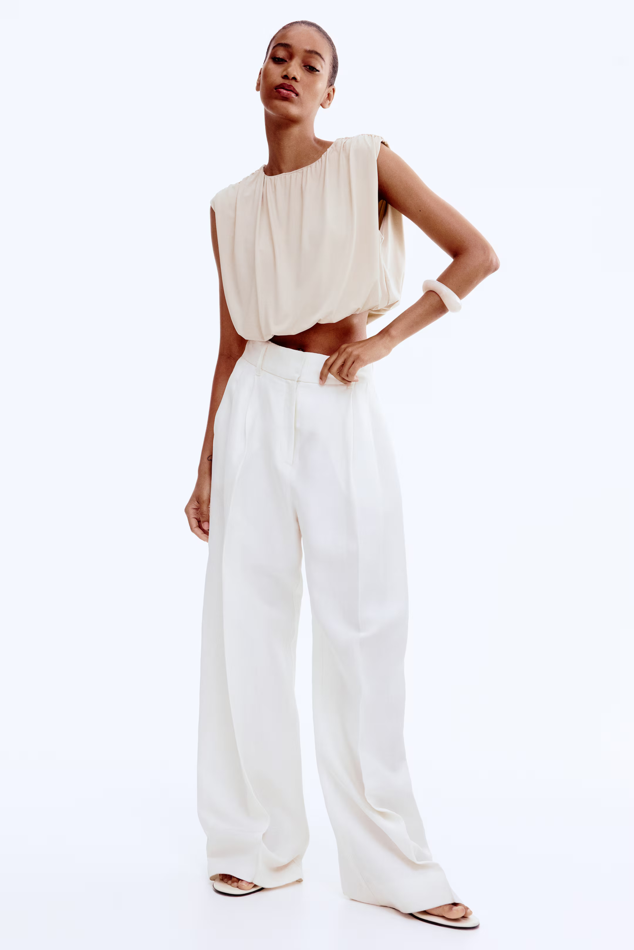 Drapiertes Crop-Top - Hellbeige - Ladies | H&M AT | H&M (DE, AT, CH, NL, FI)