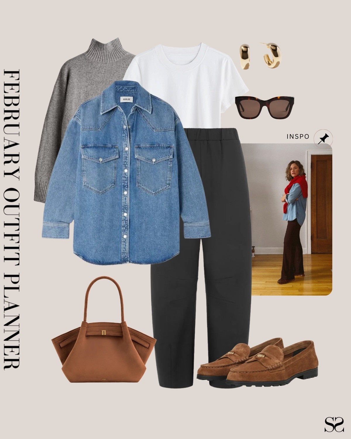 Monthly outfit planner FEBRUARY: Winter outfits | black pants, chambray shirt, gray sweater, suede loafer, layered outfit

#classicstyle #LTKstyletip #winteroutfit #springoutfit #casualchic #transitionaloutfit

Image inspo credit: @stitchandsalt 

#LTKgrwm #LTKootd