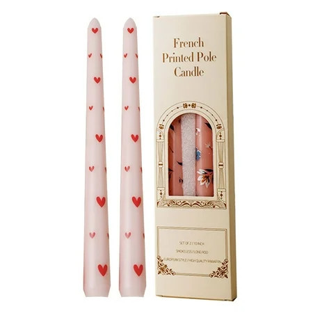Valentine 10" Red Hearts & Pink Taper Candles, Unscented, 2 Count | Walmart (US)
