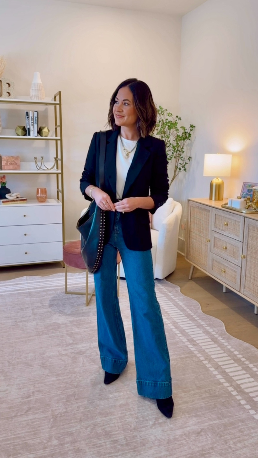 Headed to a closet edit for a new vip client - wearing a white stretchy fitted tee, black crepe style blazer and trouser jeans - my jeans are the jcrew trouser jeans from last season but sharing similar styles here! 

#LTKgrwm #LTKootd #LTKOver40