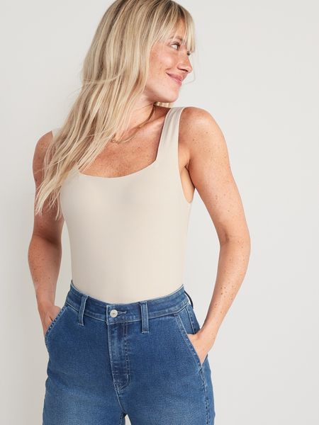 Fitted Sleeveless Square-Neck Bodysuit for Women | Old Navy (US)