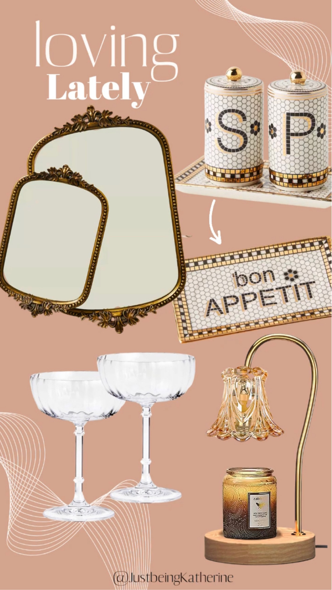Home decor and serving ware that I’ve been loving recently. I’ve slowly been upgrading my home decor with a few of these beautiful pieces  

Mirror/tray/salt and pepper/Anthropologie/Amazon/coupe cups/glassware/vintage/candle warmer/brass

#LTKhome #LTKGiftGuide #LTKFind