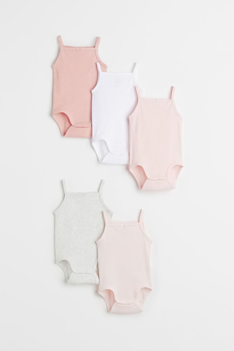 5-pack Cotton Bodysuits - Light pink/light gray melange - Kids | H&M US | H&M (US + CA)