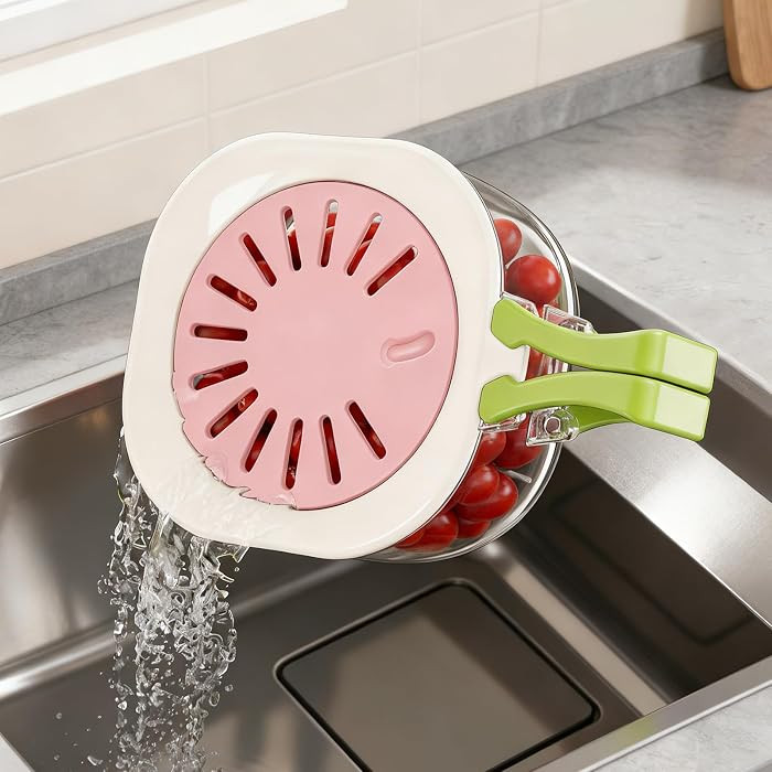 Colander Strainer Fridge Organizer Storage Container with Switchable Lid, Fruit Veggie Wash Basket and Draining Bowl, Single Vegetable Keeper Bin for Refrigerator | Amazon (US)