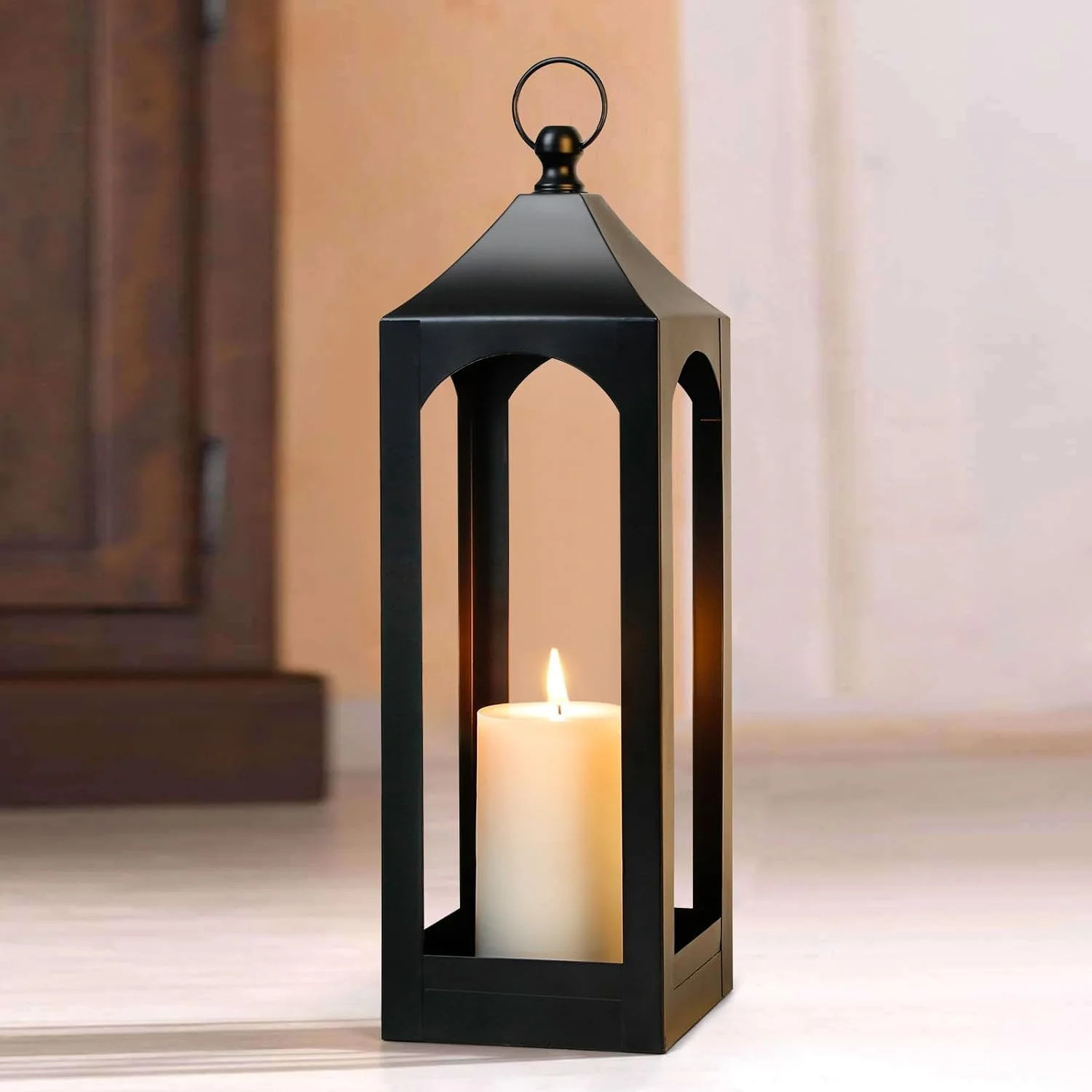 Modern Farmhouse Lantern Decor, Black Metal Decorative Hanging Candle Lanterns Ideal for Home Dec... | Walmart (US)