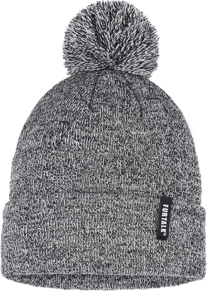 FURTALK Toddler Winter Hat Baby Boys Girls Pom Pom Beanie Hat Double Layer Kids Knit Winter Pom H... | Amazon (US)