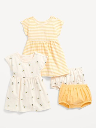 Jersey-Knit Dolman-Sleeve Dress & Bloomer Shorts 4-Piece Set for Baby | Old Navy (US)