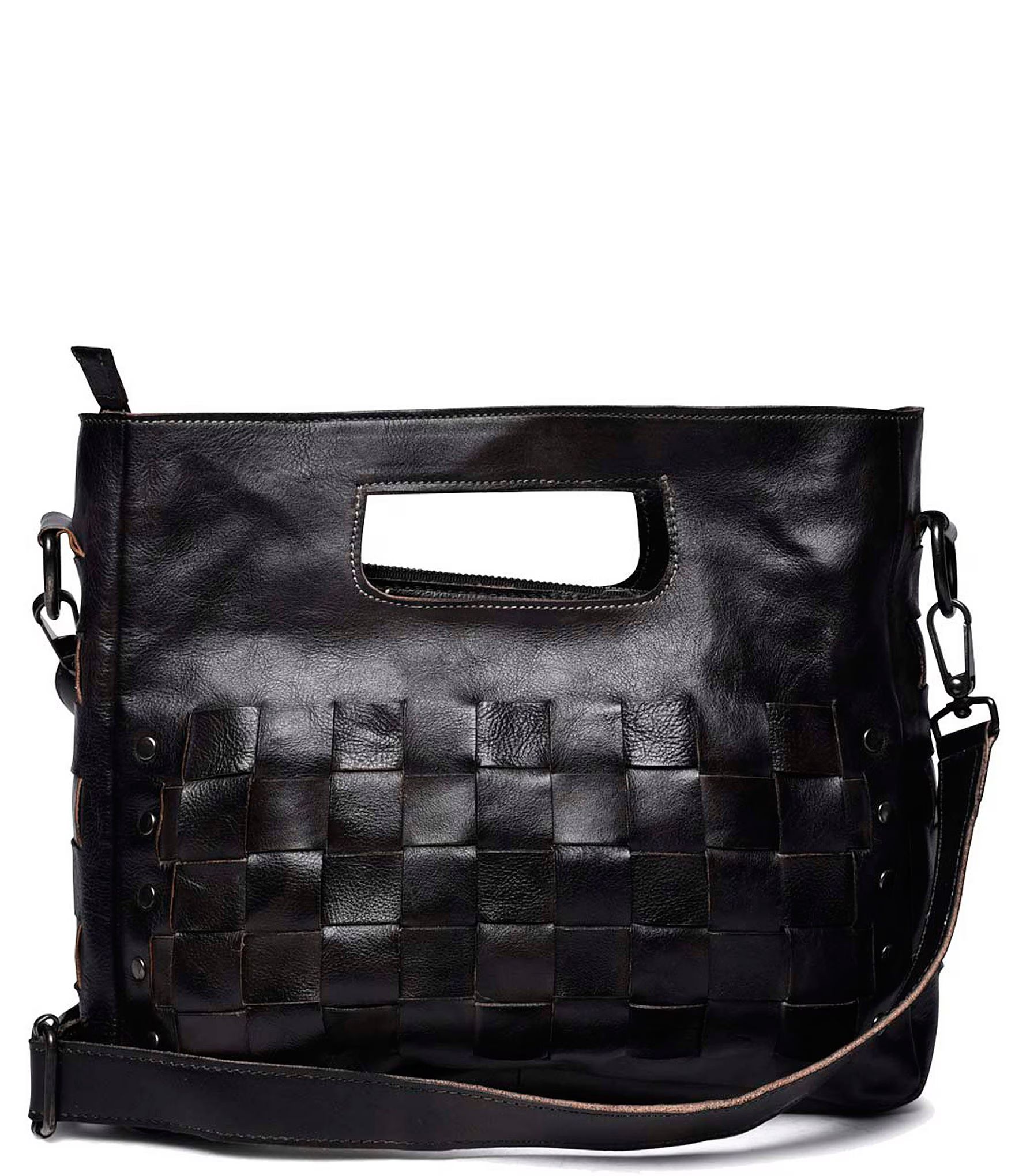 Orchid Studded Woven Leather Satchel Bag | Dillard's