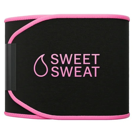 Sweet Sweat Premium Waist Trimmer and Sauna Belt for Men & Women, Medium, Black and Pink | Walmart (US)