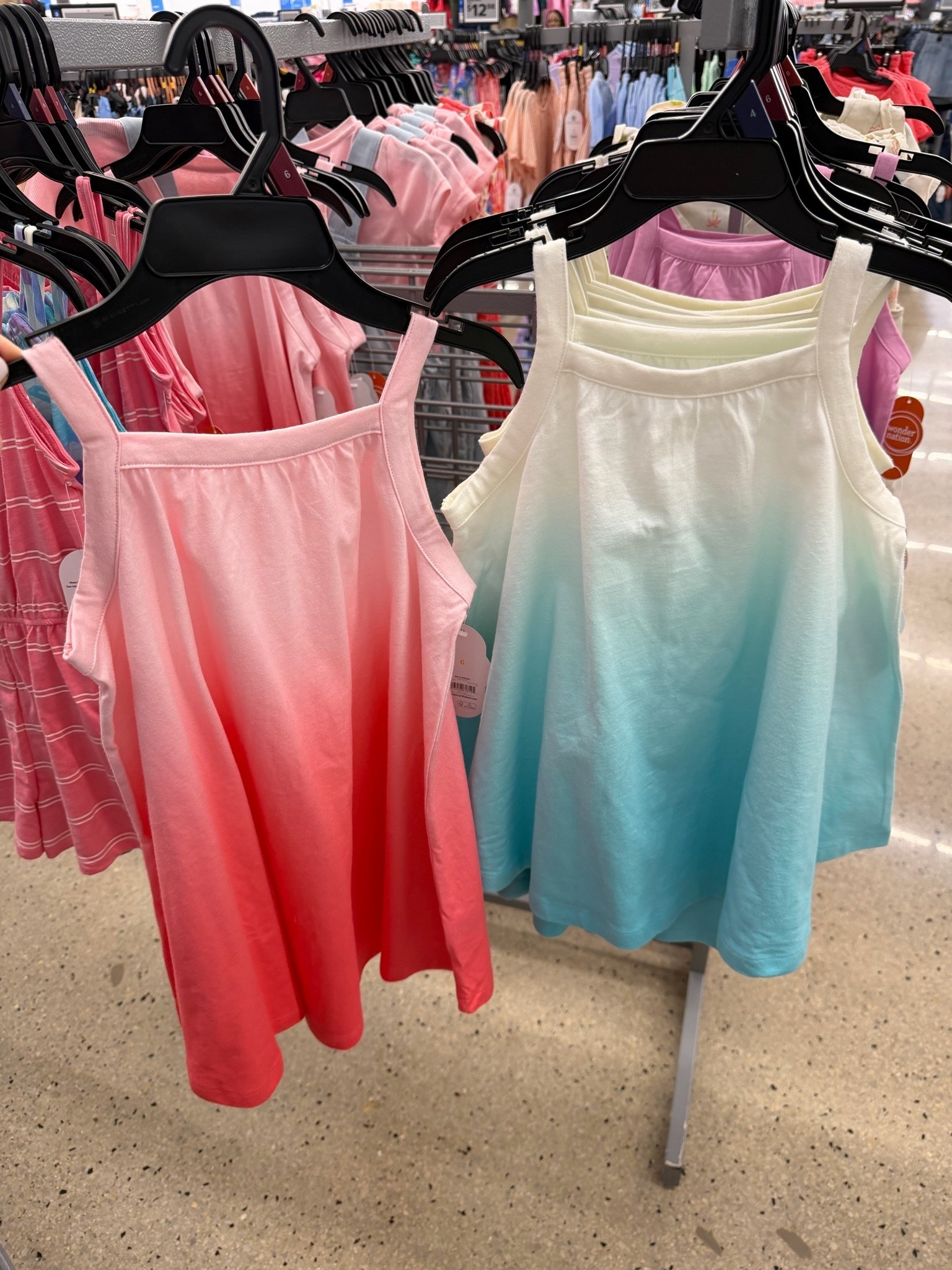 Girls ombré tank dresses at Walmart! These would be so cute with bike shorts. #walmartfashion #walmartkids