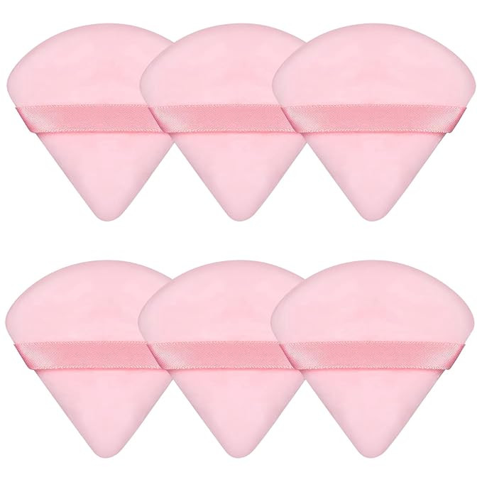 Pimoys 6 Pieces Pink Powder Puff Face Soft Triangle for Loose Powder, Velour Makeup Sponge Set Se... | Amazon (US)