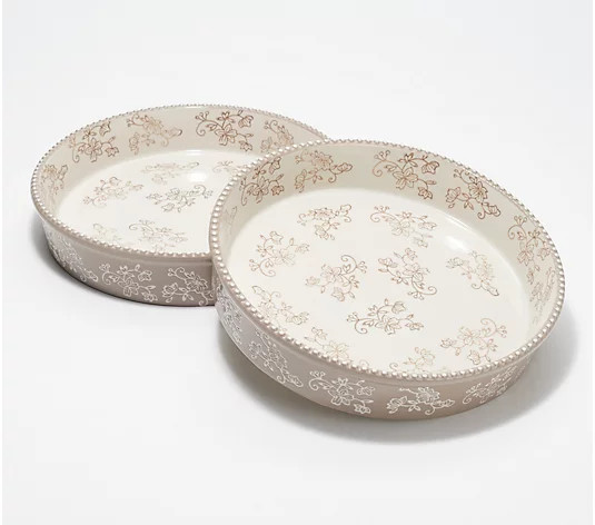 Temp-tations Floral Lace Set of (2) 9" Baking Rounds - QVC.com | QVC