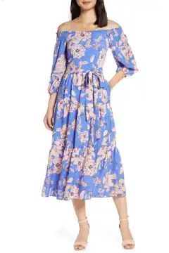 Floral Off the Shoulder Midi Dress | Nordstrom