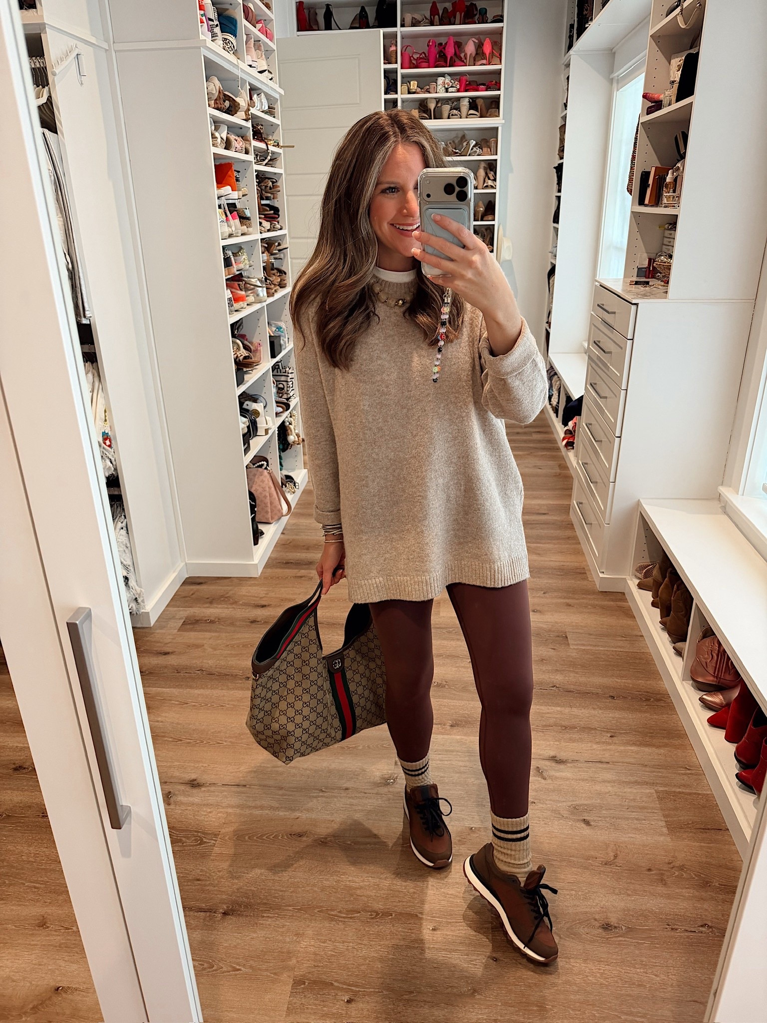 Today’s Florida winter ootd! In a small long sleeve top, medium sweater, small leggings, socks, necklace and sneakers - fits tts.

#LTKootd #LTKSeasonal #LTKFindsUnder50
