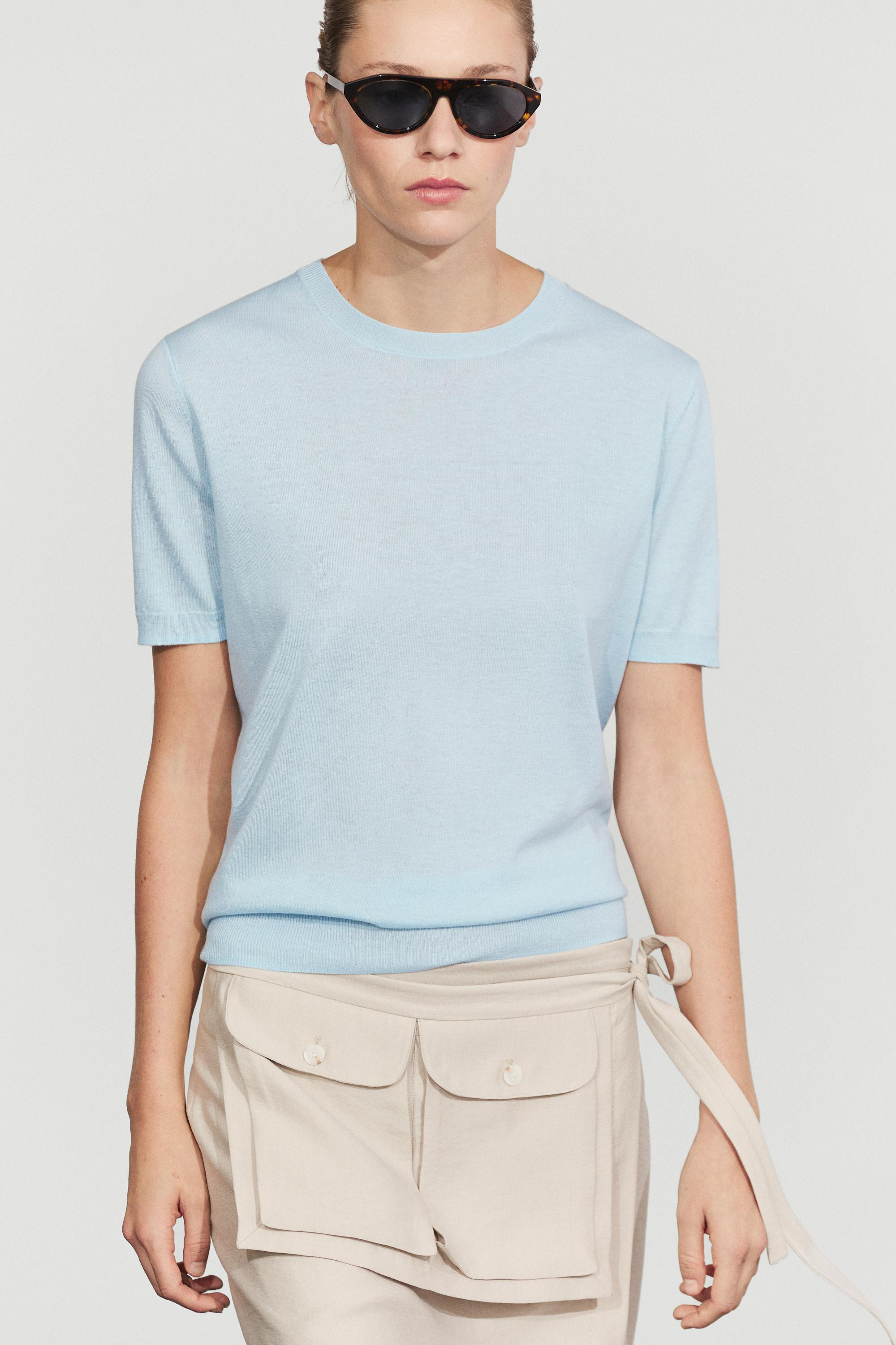 Short-sleeve fine-knit sweater | Massimo Dutti US