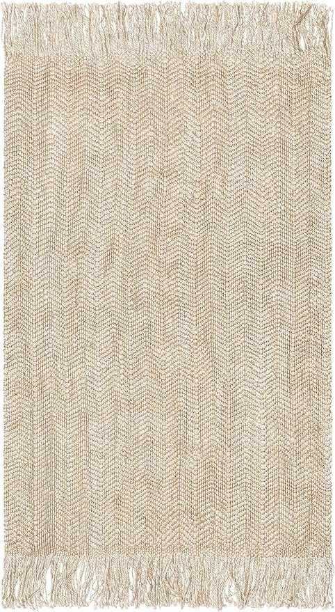 Well Woven Aleah Lola 9' x 12' Natural Jute Chevron Hand-Woven Chunky-Textured Area Rug | Amazon (US)