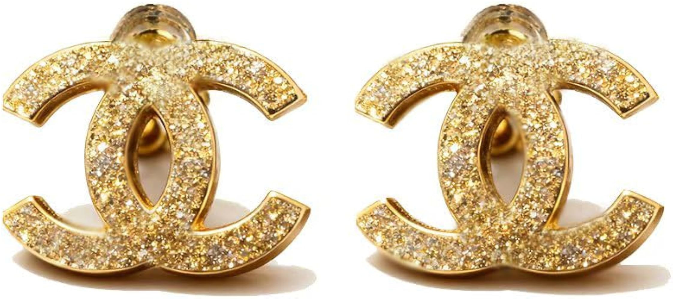 Designer Gold Stud Earrings, Crystal Rhinestone Embellished, Fashion Jewelry | Amazon (US)
