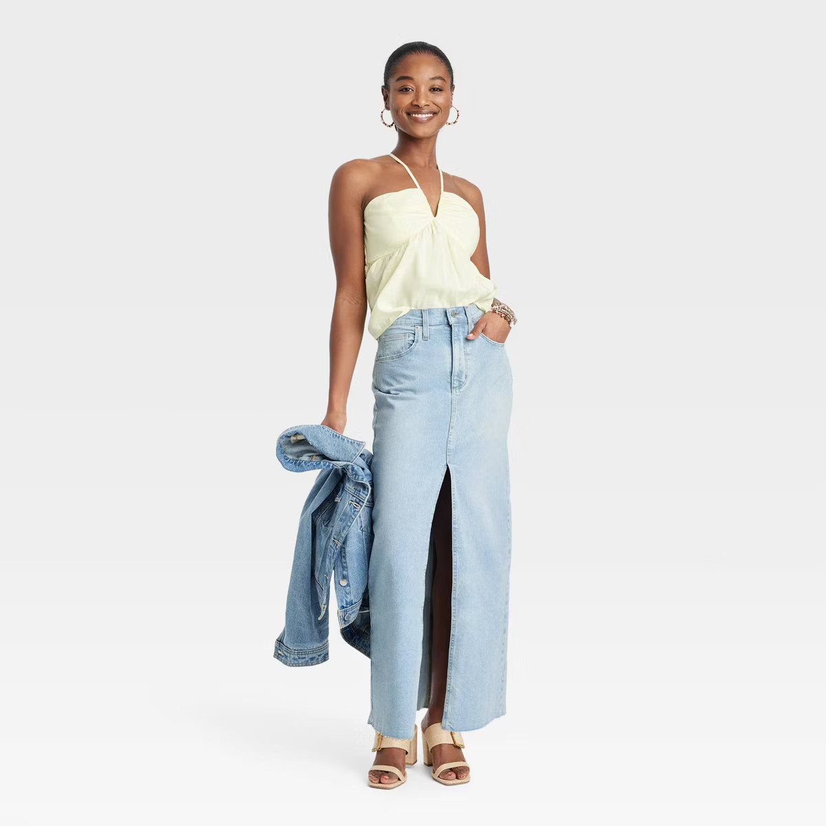 Women's High-Rise Denim Maxi Skirt - Universal Thread™ | Target