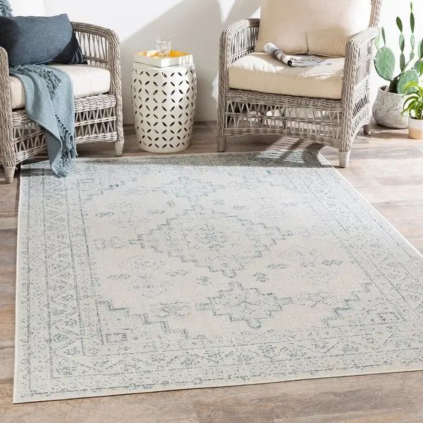 Susannah Indoor / Outdoor Updated Traditional Area Rug - 7'10" x 10'2" - Ivory | Bed Bath & Beyond