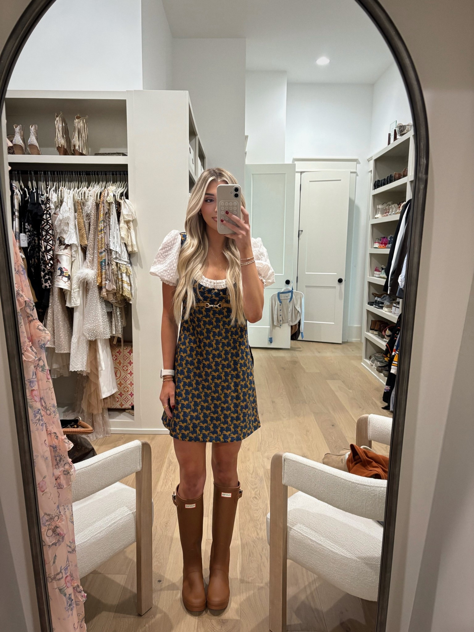 The viral Anthropologie horse dress is worth it!!! Love the details on this & it is so flattering. 🤎 Wearing a size XS & paired it with these hunter boots. 

#LTKSeasonal #LTKStyleTip