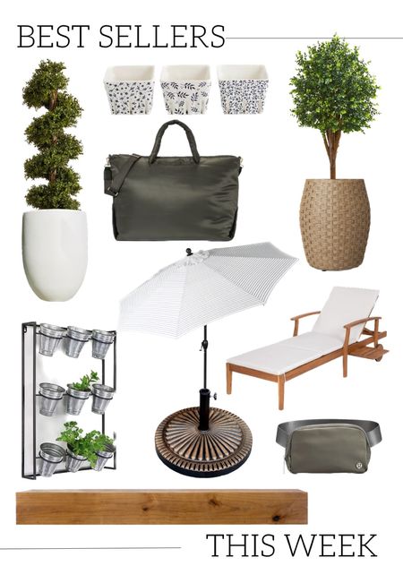 Best sellers this week in home decor! Outdoor uv resistant faux trees and plants boxwood spiral topiary eucalyptus tree white large planter basket woven wicker basket weekender bag wear everywhere bag lululemon berry bins outdoor furniture lounger poolside chaise lounge chair umbrella and stand wall planter 

#LTKSeasonal #LTKFind #LTKhome