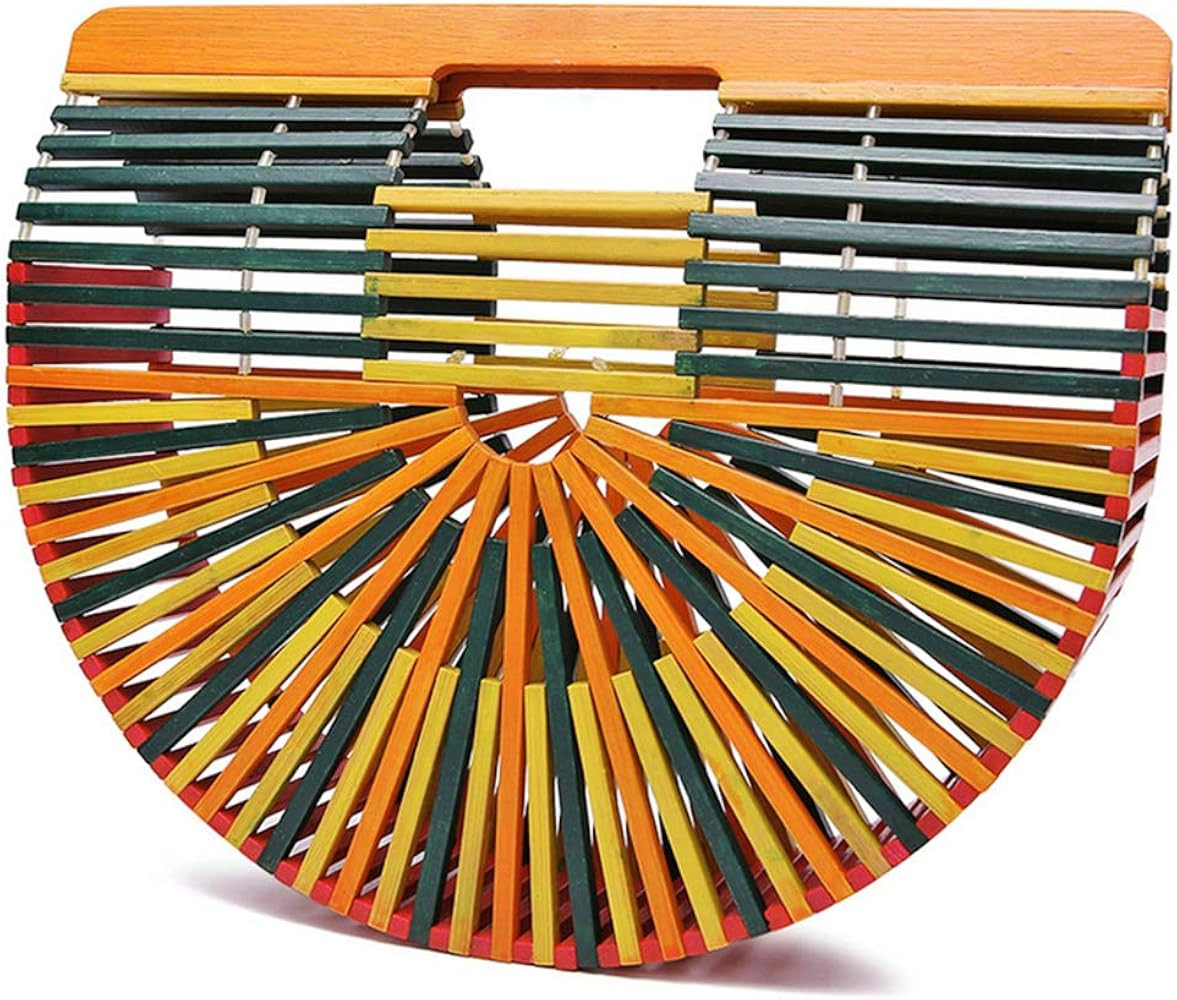 Fashion Bamboo Handbag Handmade Weave Beach bag for Womens | Amazon (US)