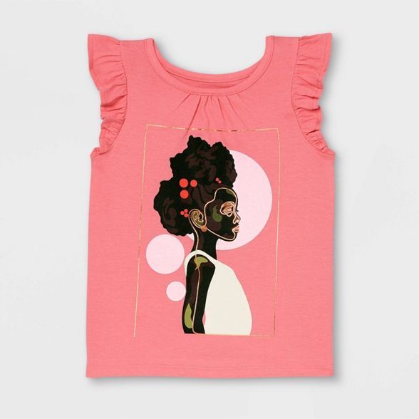 Black History Month Toddler Girls' Beautiful Girl Ruffle Sleeveless T-Shirt - Coral Ice | Target