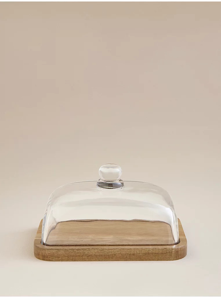 Natural Brown Acacia Wood Butter Dish | George