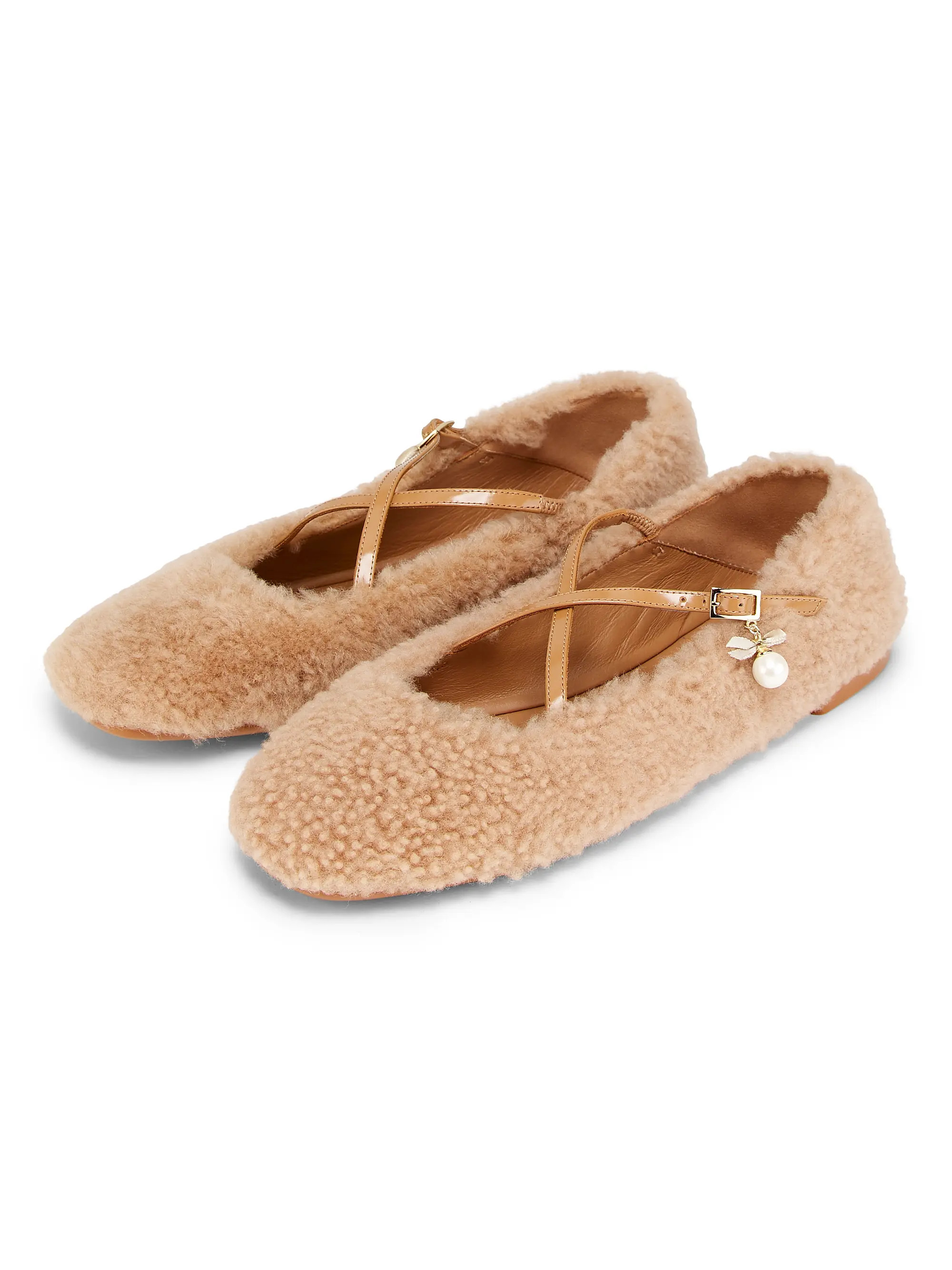 Jimmy Choo Eleri Shearling Ballet Flats | Saks Fifth Avenue | Saks Fifth Avenue