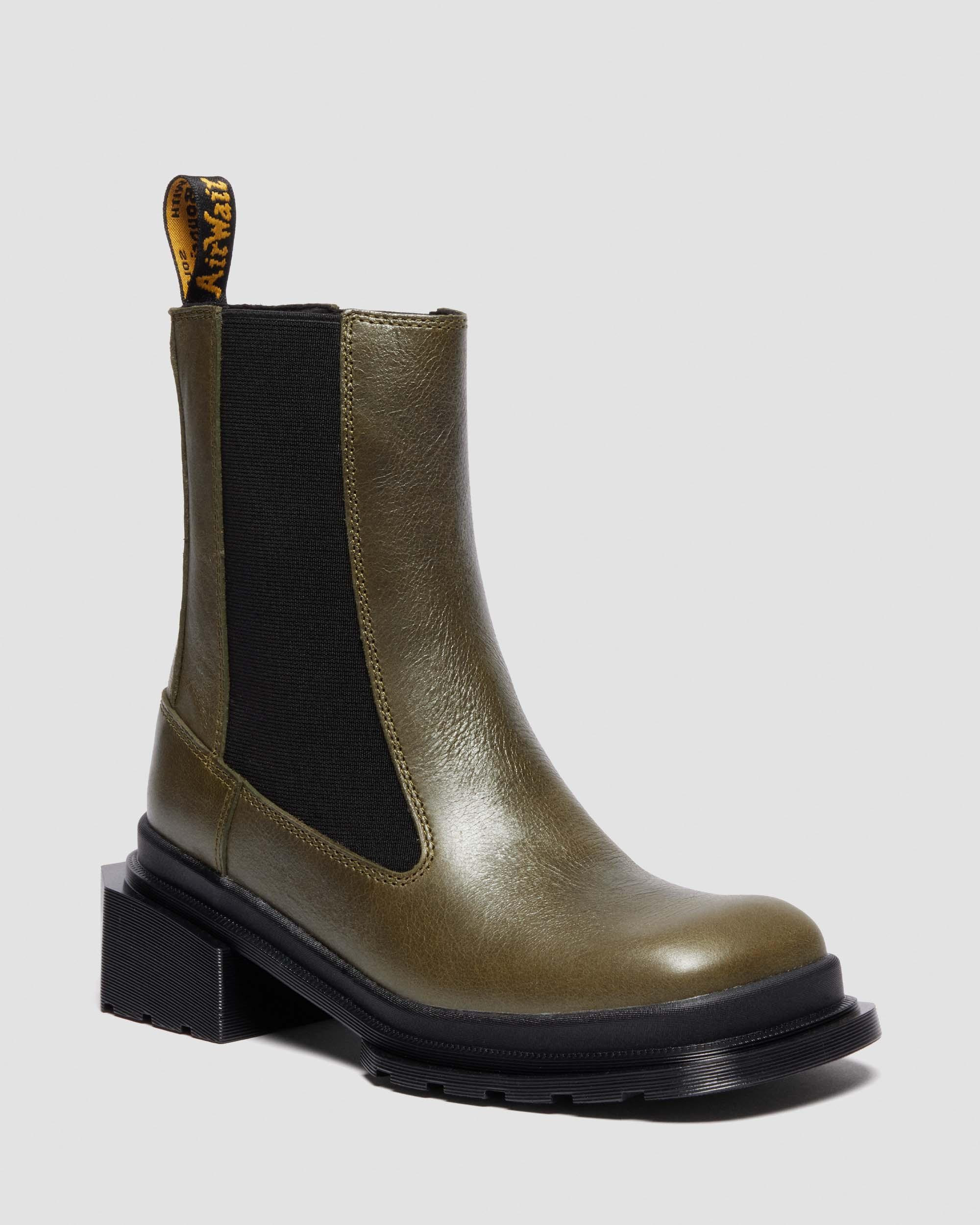 MAYBOLE CHELSEA SQUARE TOE LEATHER BOOTS in Olive Green | Dr. Martens | Dr. Martens