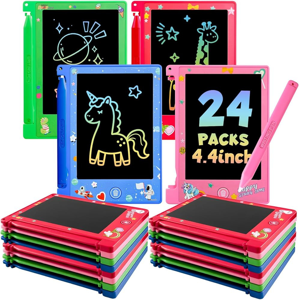 24 Pack 4.4 Inch Mini LCD Writing Tablet for Kids, Erasable and Reusable Toddler Doodle Board, Id... | Amazon (US)