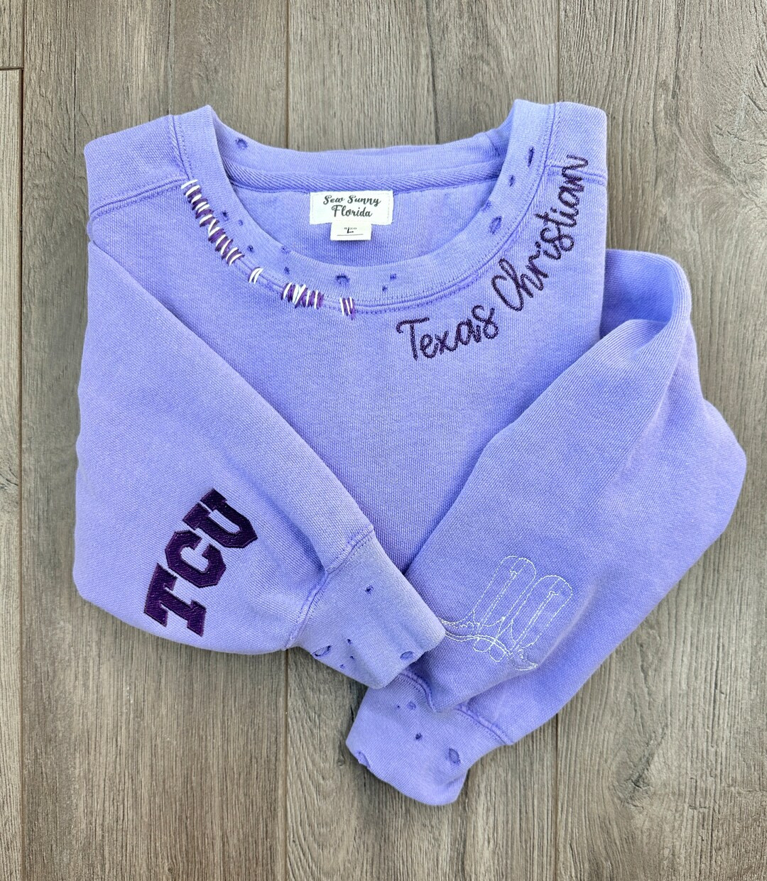 VIOLET CUSTOM Embroidery Chain Stitch Sweatshirt Personal Distressed Mothers Day Vintage Custom P... | Etsy (US)