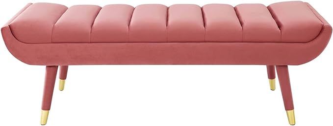 Modway Guess Channel Tufted Performance Velvet Accent Bench, Pink | Amazon (US)