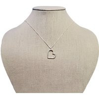 Chunky Silver Heart Necklace, Pewter Outline Charm, .925 Sterling Chain, Valentine's Gift Hand Made in Usa, E. Ria Designs | Etsy (US)