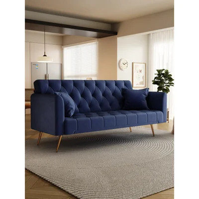 Blue Velvet Bed, 71-inch - Suitable For Small Living Room, Bedroom, Office 3 Adjustable Positions, Materials, Simple Assembly And Coziness 71" Bed Fit | Wayfair North America