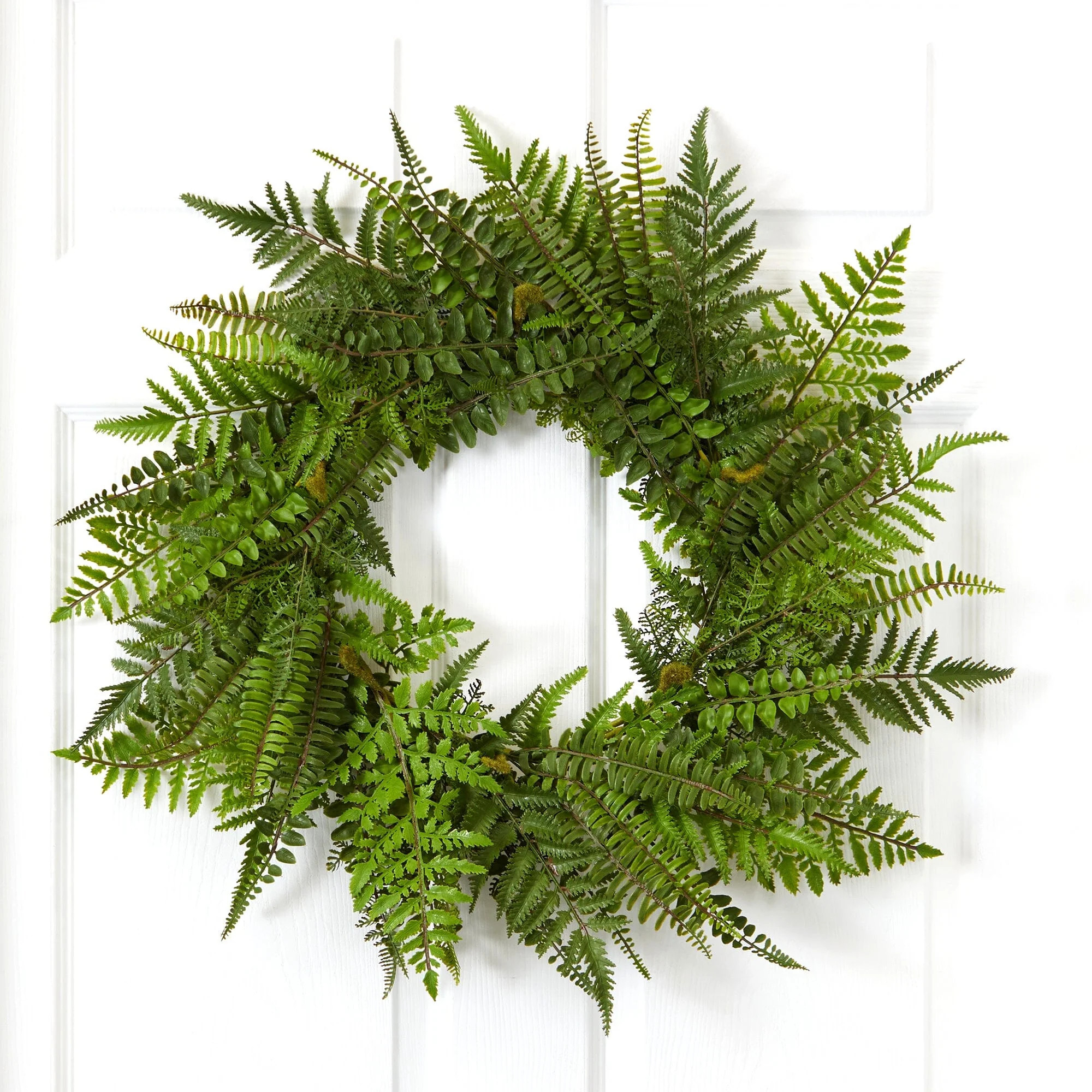24” Mixed Fern Wreath | Nearly Natural | Nearly Natural