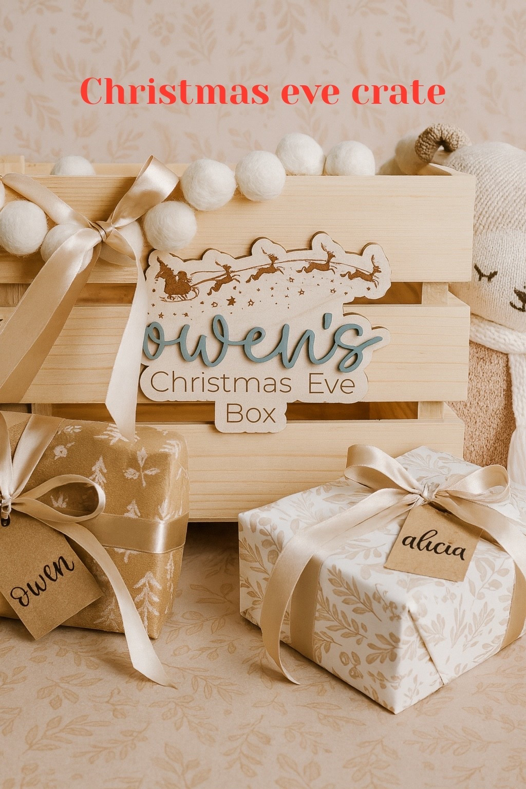 ✨ Christmas Eve Box Tradition ✨
Starting or continuing a Christmas Eve tradition? This sweet wooden plaque is the perfect keepsake to personalize your child’s crate year after year. Fill it with jammies, books, treats, and a little holiday magic.

I made the custom name plaque that attaches to the front of the crate (crate + items inside are just styling inspo). Such a cute way to make Christmas Eve feel special and intentional for little ones.

🎄 Perfect for:
• Christmas Eve pajamas
• Activity books or crafts
• Reindeer food / Santa cookie set
• A small stuffy or lovey
• Family movie night goodies

Tap the photo to shop all the styled pieces.

#LTKFamily #LTKSeasonal #LTKKids