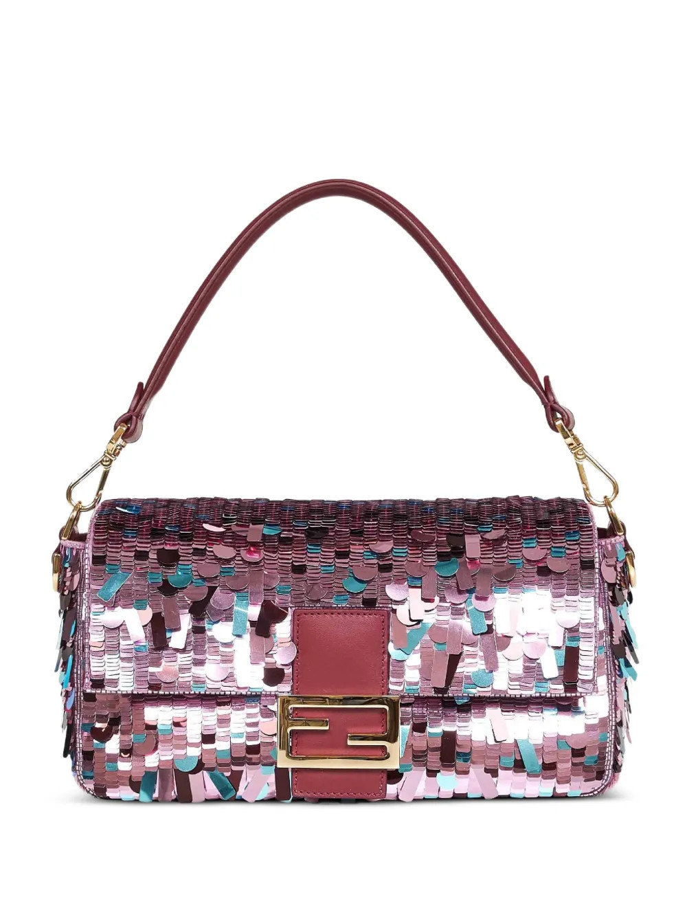 FENDI Baguette sequin-embroidered shoulder bag - Pink | Farfetch Global
