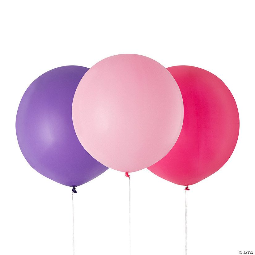 Pink & Purple 24" Latex Balloons - 3 Pc. | Oriental Trading Company