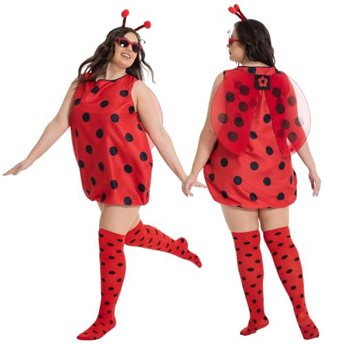 Fairycece Plus Size Lady Bug Costumes for Women Adult Ladybug Halloween Funny 2X 2Xl 3Xl 4X | Amazon (US)