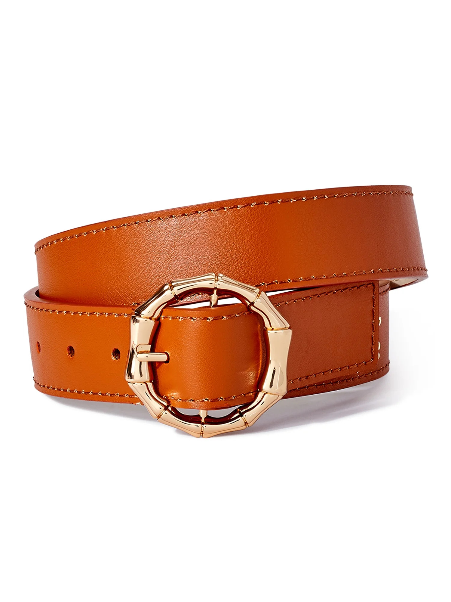 C.Wonder Bamboo Look Round Statement Buckle Belt; Tan - Walmart.com | Walmart (US)