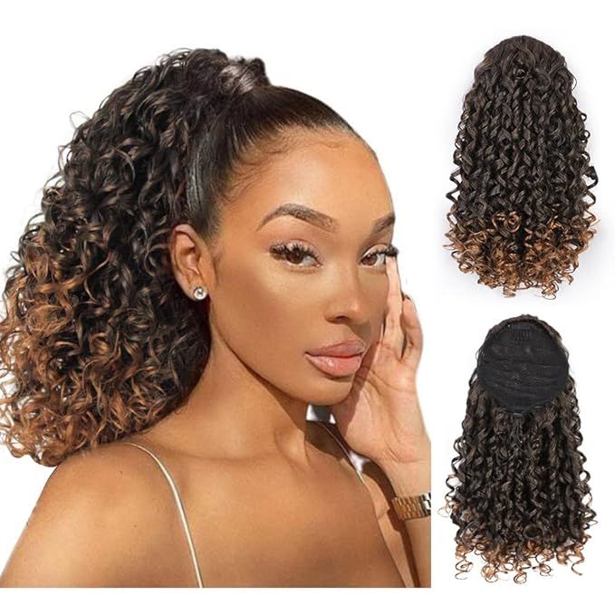 AISI BEAUTY Curly Ponytail Extension for Black Women Drawstring Ponytail Hair Extensions Mix Brow... | Amazon (US)