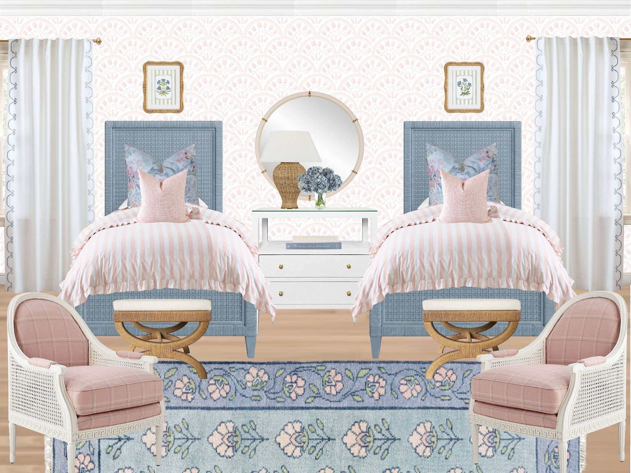 Layers of textures and patterns in this adorable girls bedroom! 🩷💙

Kids bedroom ideas, girls bedroom inspo, guest room ideas, pink and blue bedroom, traditional home decor, girls bedroom decor, pink bedroom inspo

#LTKFamily #LTKHome #LTKStyleTip