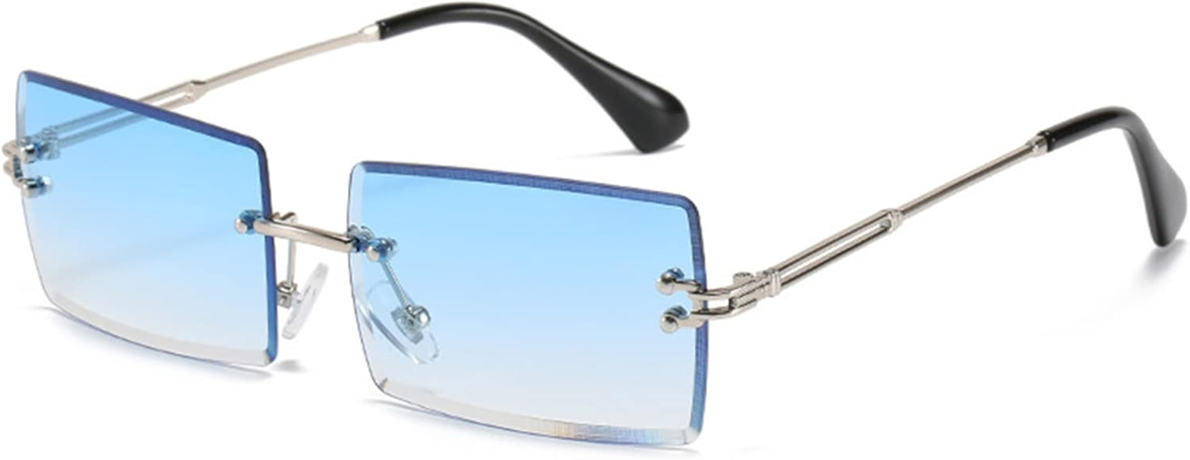 LASPOR Retro Rimless Rectangle Sunglasses for Women Men Tinted Lens Gold Metal Frameless Vintage ... | Amazon (US)